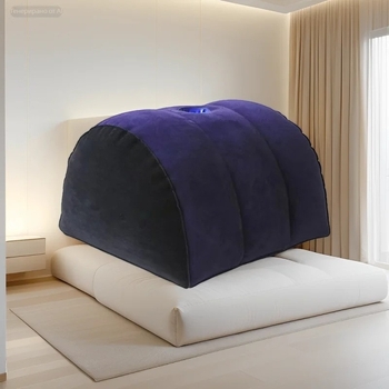 Въздушна флокирана полукръгла възглавница, мултифункционална, диван-легло, PVC материал