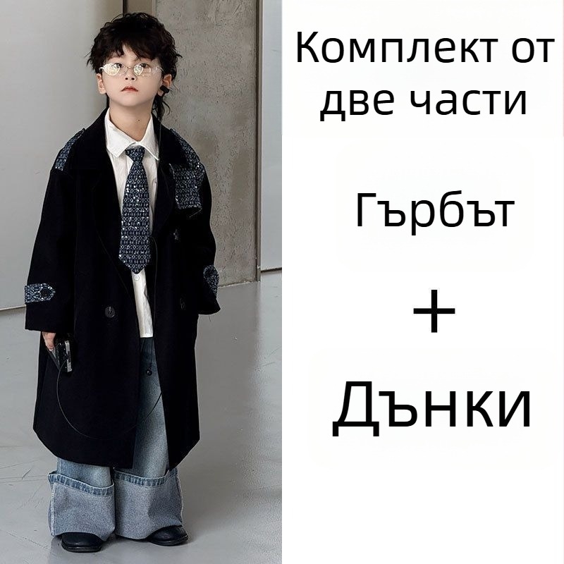 Палто в корейски стил, едноцветен модел, модална тъкан, основна материя: зайча козина, еднобортно закопчаване, яка тип костюм