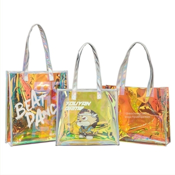 Персонализирана PVC лазерна чанта за подаръци, прозрачна опаковка, нов материал, код 66866, горещо пресоване + шиене