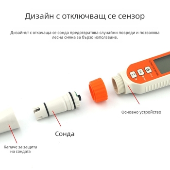 Пен-тип тестер за качество на водата – проводимост и TDS (AR8011; обхват 0–19.99 mS / 0–199.99 ppm; точност ±3% F.S ±1 digit; резолюция 1 μS / 1 ppm / 0.1 °C; захранване: 4x LR44)