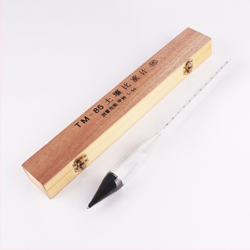 Почвен хидрометър за измерване на плътността – Тип A-5+50 / Тип B, 0,995–1,030 g/cm³, TM-85, дървена кутия