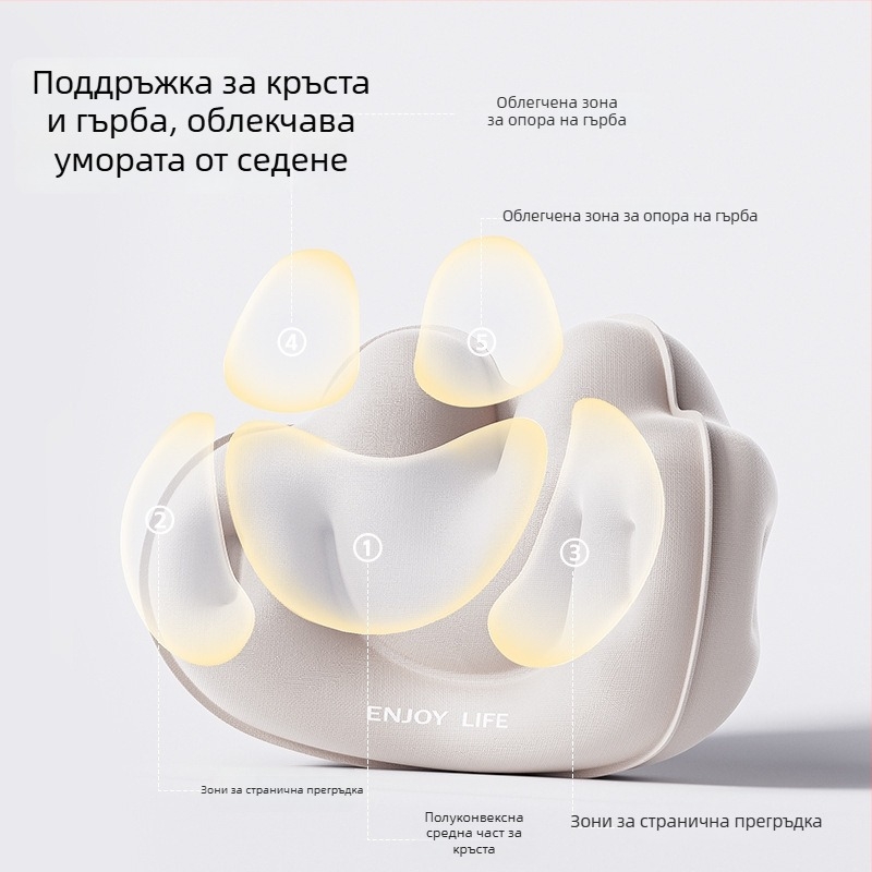 Cyan У-образена надуваема възглавничка за пътуване, PVC плат, пълнеж с въздух, стил карикатура, подходяща за автомобил, пътуване, къмпинг и самолет