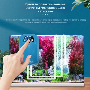 Портативна кислородна помпа с литиева батерия, безшумна, AC/DC захранване, за открит риболов