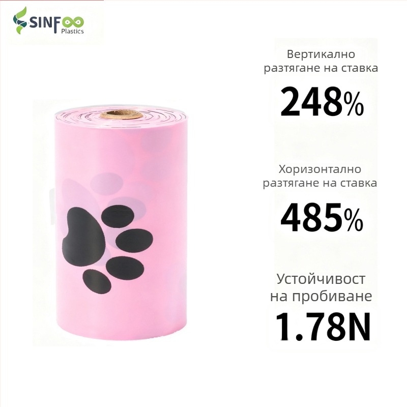 Биоразградими чанти за кучешки изпражнения, удебелени 1.2 мм, чанта с плоско отваряне, PE