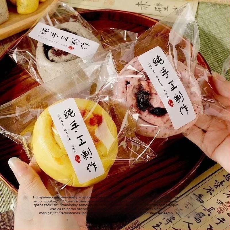 Опаковъчна торбичка за парени хлебчета, прозрачен OPP материал, Ziplock затваряне, антизамъгляваща, ръчна изработка