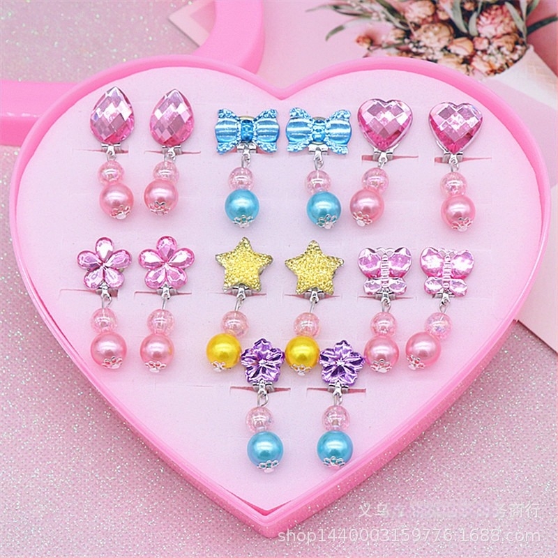 Детска клипса за ухо, пластмаса/акрил с мозаичен дизайн, карикатурен стил, серия Принцеса, ръчна изработка