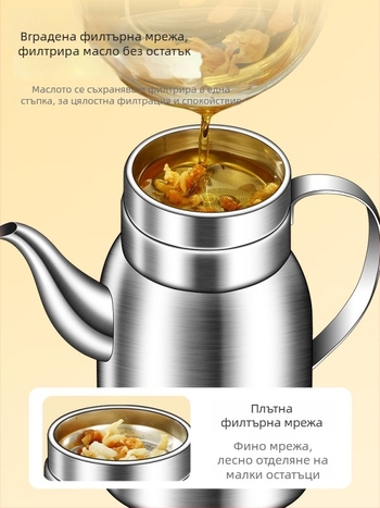 Съд за масло от 316L неръждаема стомана за кухня, хранителен клас, автоматично отваряне и затваряне