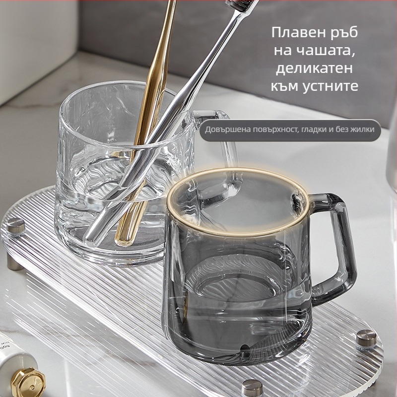 Стъклена чаша за уста – двойка за домашна употреба, кръгла, устойчива на високи температури, еднослойна, модел 240826