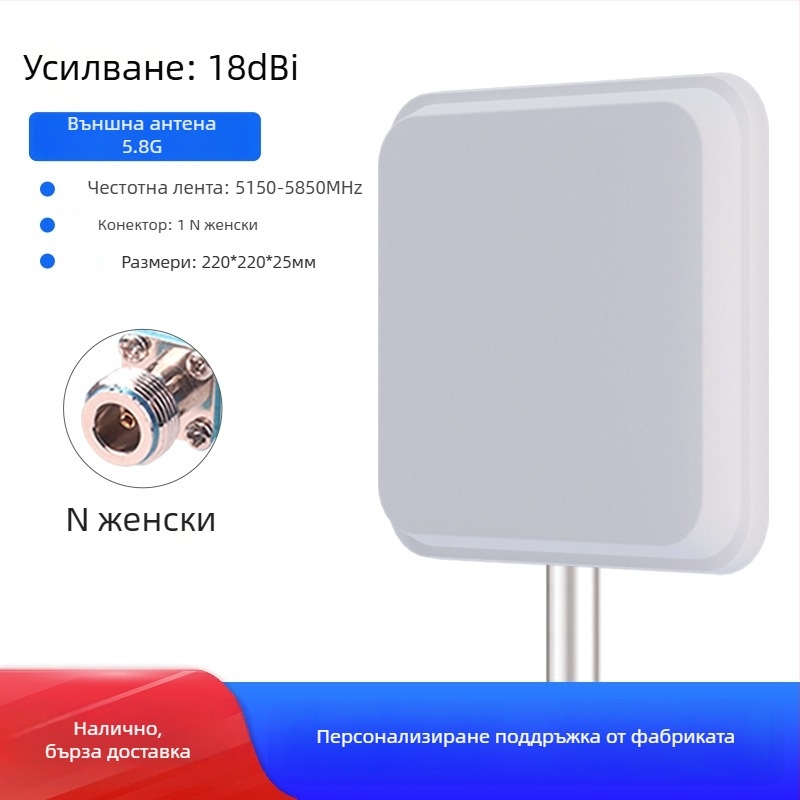 WiFi насочена плоска панелна антена, 2.4/5.8 GHz, 18 dBi усилване, мост AP базова станция