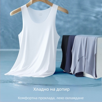 Мъжки потник с широки рамене, модал, съдържание 90–95% модал, плътен плат 251–300 г/м², кръгло деколте, лято