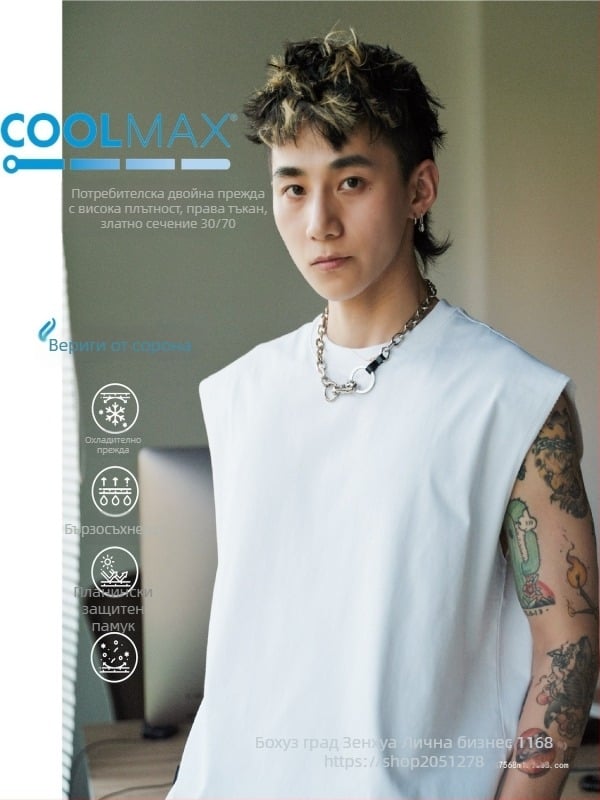 Безръкав Sweat Vest, свободна кройка, едноцветен модел, полиестер Corduroy плат, джоб с пришивка