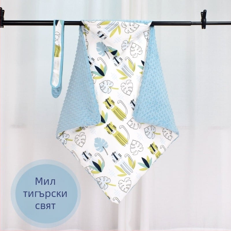 Бебешки квилт с памучно пълнеж и чист памук, 700 г, пролет-есен, принт с карикатури, за бебета до 3 години