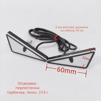 LED осветление за винтове на регистрационния номер на мотоциклета — триъгълни демонични очи, универсално декоративно допълнение, 12 V, 0.15 A, пластмаса, номер аксесоара 143