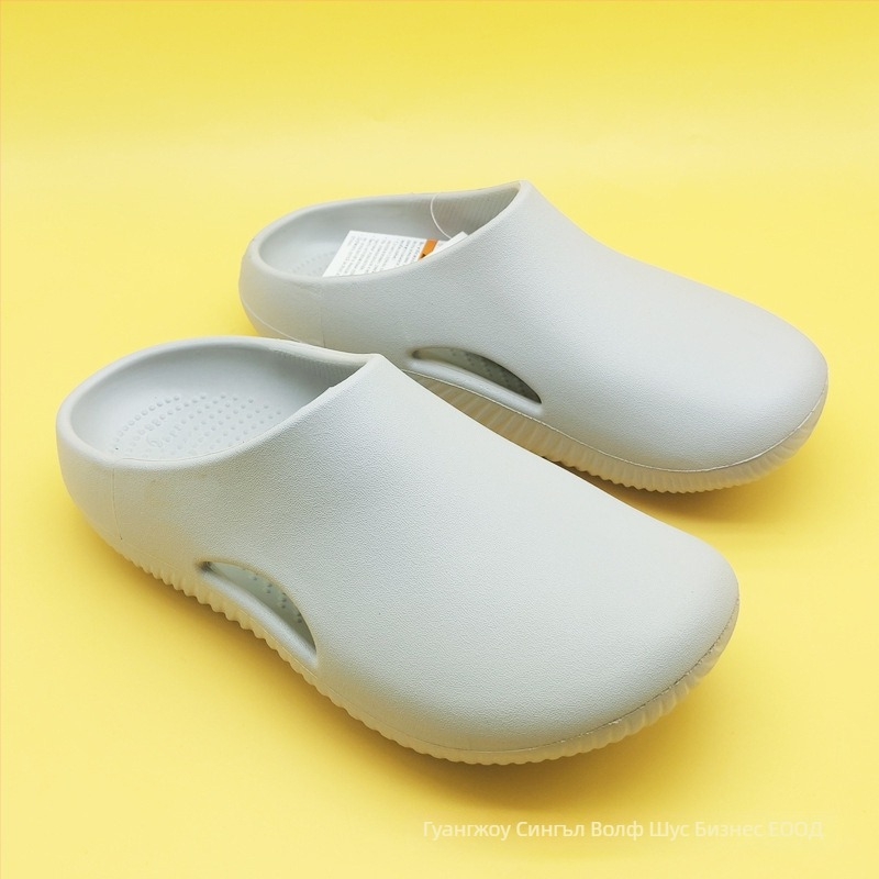 Унисекс сандали с пълно покритие на пръстите, еднолентов дизайн, EVA горна част и EVA подметка, кръгъл нос, 2 cm плоска пета, дишащи леки спортни обувки