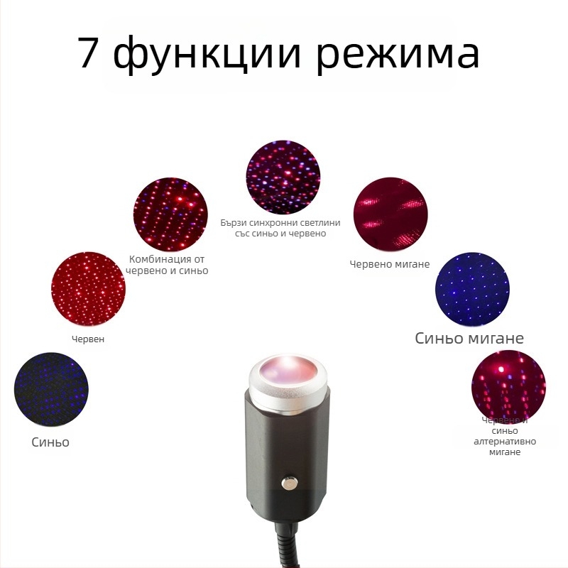 Автомобилна интериорна лампа с лазерно осветление – Car Starlight модел, алуминиева сплав, 5 V, 0,15 W, 10000 ч.