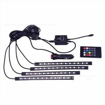 Автомобилна LED атмосфера светлина - 12-LED, гласово управление, 12V, 6W, 5050-LED