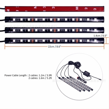 Автомобилна LED атмосфера светлина - 12-LED, гласово управление, 12V, 6W, 5050-LED