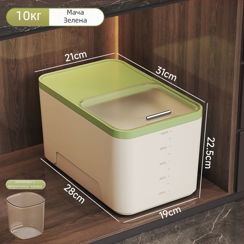 Контейнер за ориз — влагонепроницаем и устойчив на насекоми, полипропилен (PP), капацитет 10 л, запечатан за съхранение на зърно