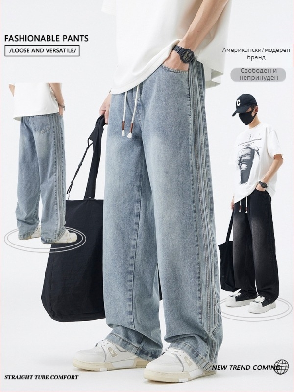 Addriser мъжки дънкови панталони с флис подплата, прав силует, средна талия, измит деним, 60% памук / 20% полиестер / 20% вискоза