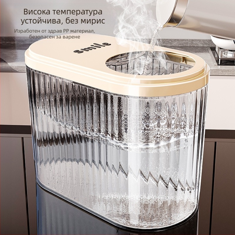 Контейнер за ориз с плъзгащ се капак, 30 л, хранителен клас PP пластмаса, херметично запечатан и влагозащитен против насекоми