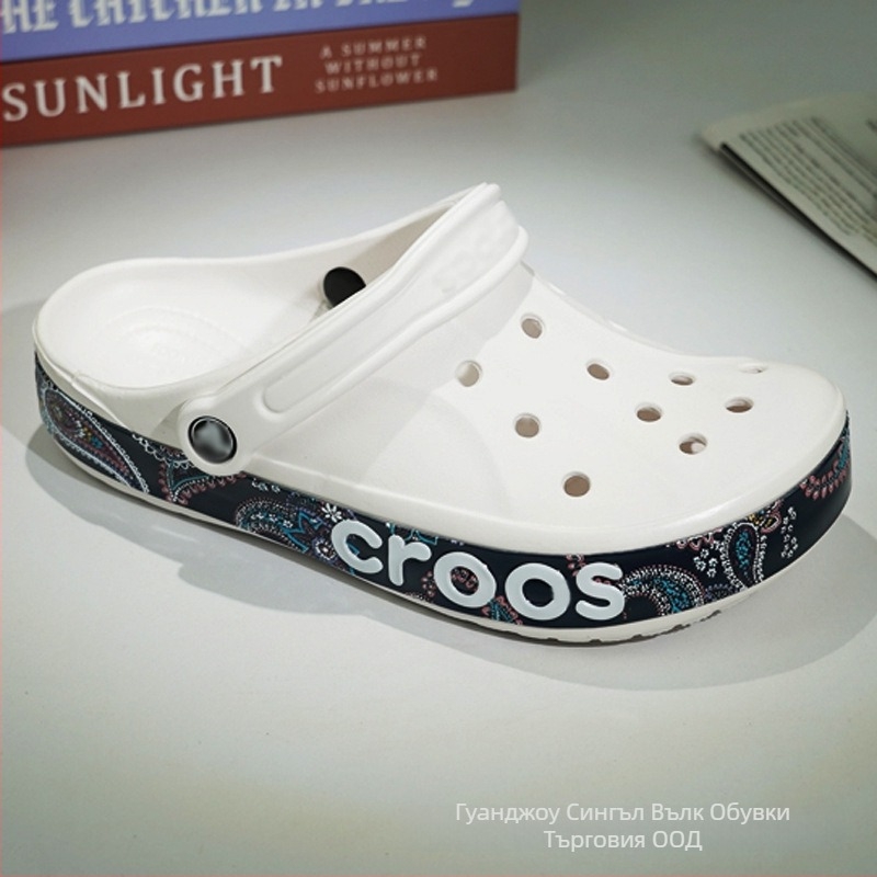 Сандали с рисуван модел, EVA горна част и подметка, Baotou toe, 2 см ток, закопчаване с катарама – плажен стил за всички сезони