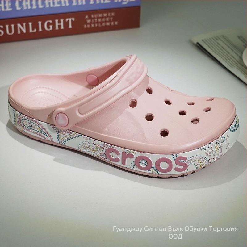 Сандали с рисуван модел, EVA горна част и подметка, Baotou toe, 2 см ток, закопчаване с катарама – плажен стил за всички сезони