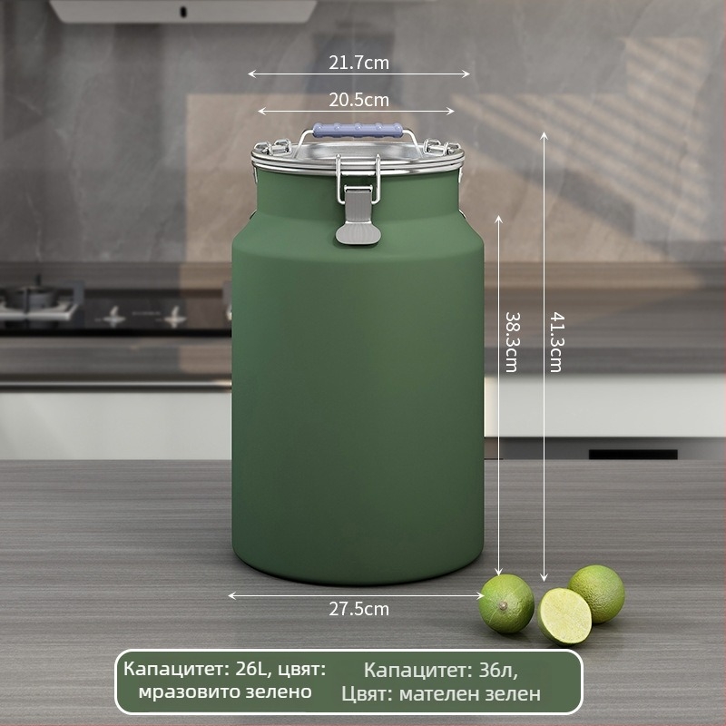 Метален съд за зърно, запечатан, влагоустойчив и против насекоми, с капак