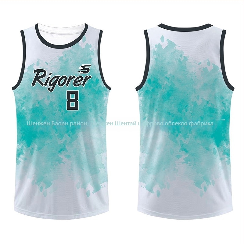 Спортен потник с дигитален печат, без ръкав, 100% полиестер