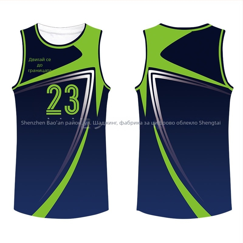 Спортен потник с дигитален печат, без ръкав, 100% полиестер