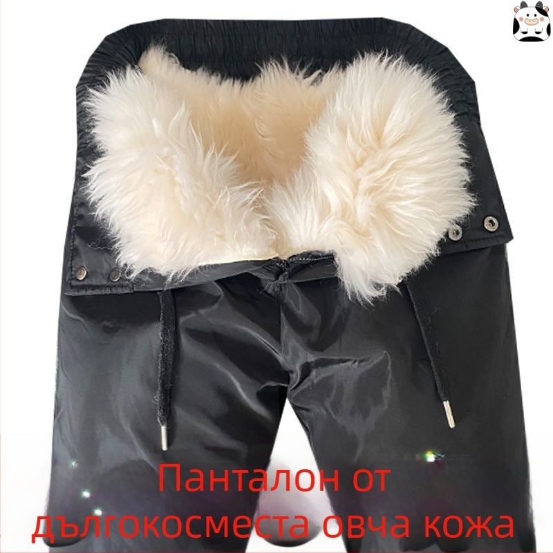 Панталони от козя кожа с вълнена подплата, висока талия, за зимна топлина – за средна възраст и възрастни