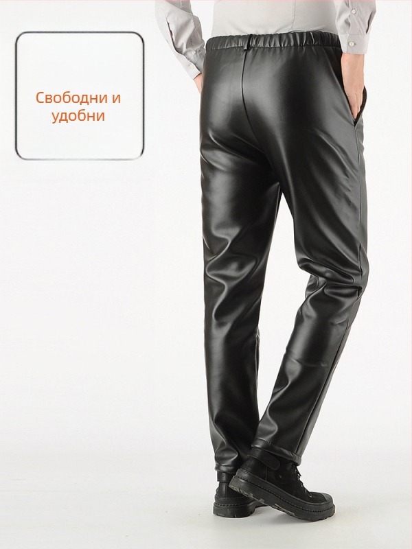 PU кожени зимни панталони - водоустойчиви, маслоустойчиви, устойчиви на издраскване, висока талия