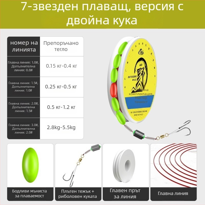 Риболовен комплект за линия с куки — традиционен риболовен комплект, главна линия включена, за риболов в резервоар (Материал: найлон; Дължина: други; Място на риболов: резервоар)