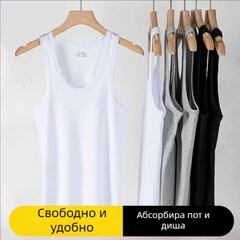 Мъжки потник от памук, 90–95% памук, кръгло деколте, средна плътност 181–200 г/м²