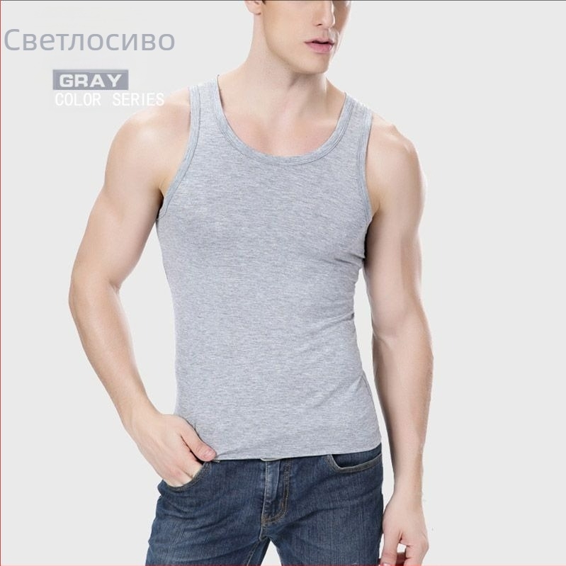 Мъжки потник от памук, 90–95% памук, кръгло деколте, средна плътност 181–200 г/м²