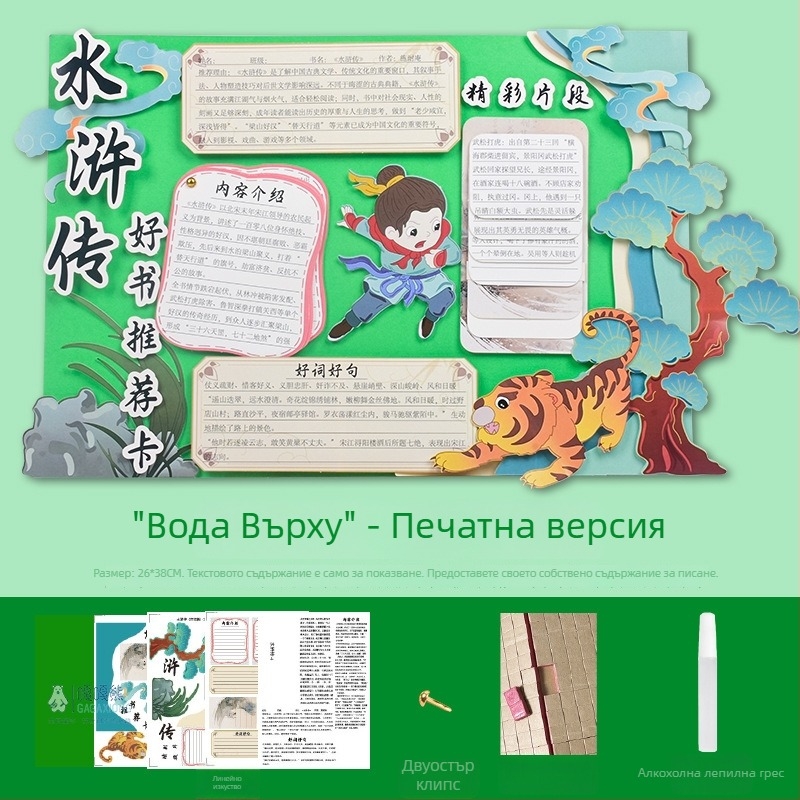 Карта за препоръка на книги - полуготов шаблон за рисуване, ръчно изработено, четири известни образователни илюстровани книги