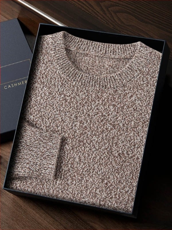 Пуловер от кашмир с кръгло деколте и плоска плетка, мъжки свободен силует, 95%+ кашмир, дълги ръкави