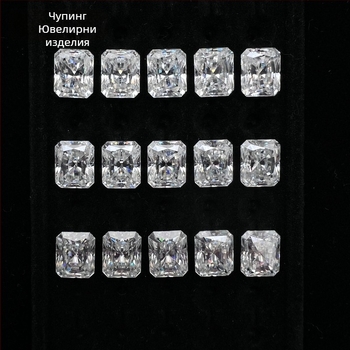 Moissanite пръстен, радиантно нарязване, чистота VVS, геометричен главен камък, луксозни бижута