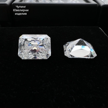 Moissanite пръстен, радиантно нарязване, чистота VVS, геометричен главен камък, луксозни бижута