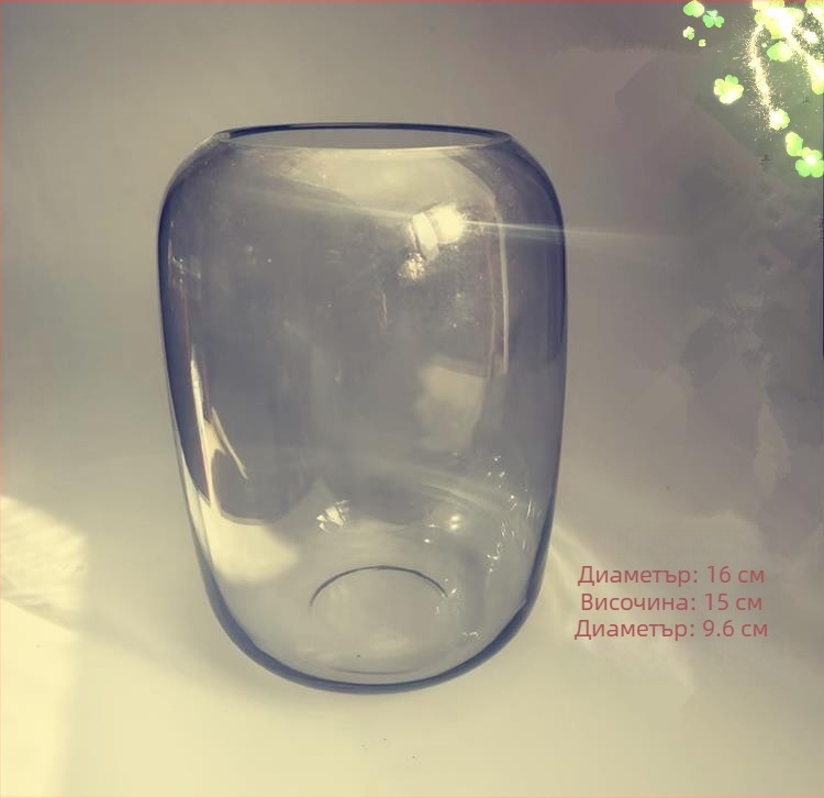 Десктоп ваза за микро‑пейзажни растения — обикновено стъкло, марка Enlightenment Source, картонена опаковка, поставяне на бюро, налични частни марки