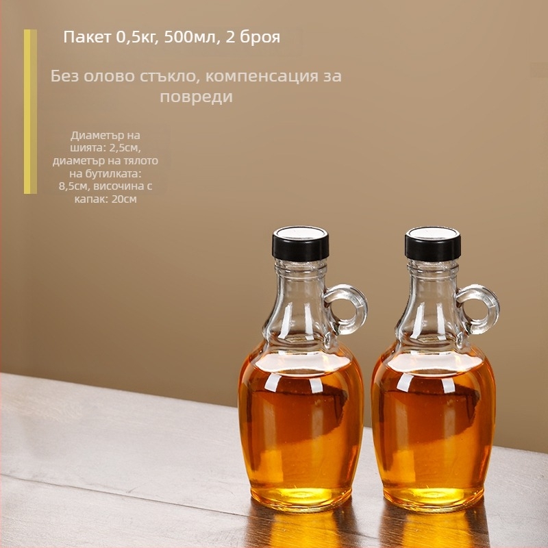 Стъклена бутилка за масло със запечатващ капак, хранителен клас, за сусамово масло и чайно масло, автоматично отваряне и затваряне