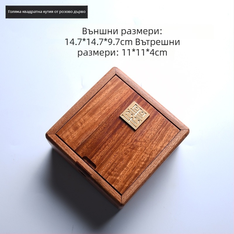 Механична кутия за бижута с конструкция гнездо‑шип, от естествено дърво, за съхранение на бижута