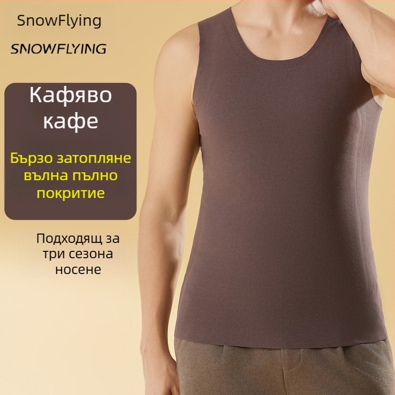 Безшевна вълнена термална жилетка – Y-образен базов слой, екстра-дебел 401–500 г/м², кръгла яка, зима