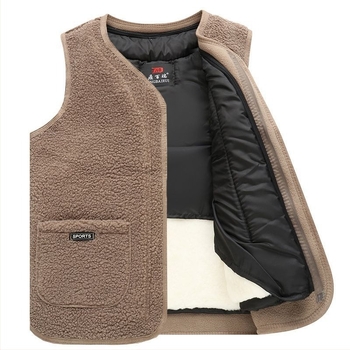 Мъжка ленена жилетка, свободна кройка, дебелена за свободното време (Пролет 2025)