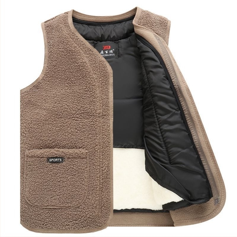 Мъжка ленена жилетка, свободна кройка, дебелена за свободното време (Пролет 2025)