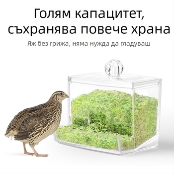Автоматичен хранилник за кокошки с акрилен корпус и воден дозатор