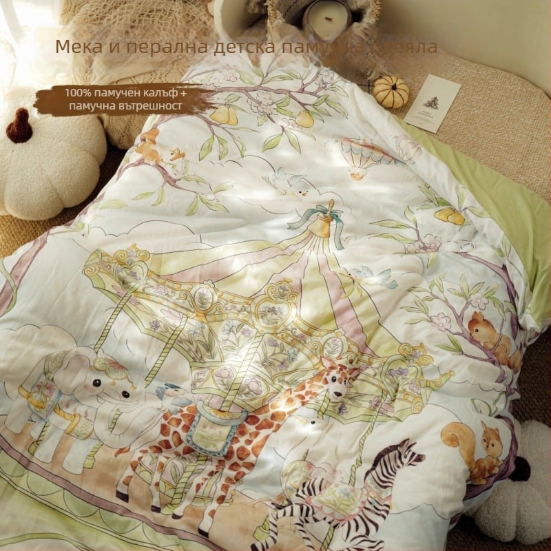 Бебешко одеяло за новородени — чист памук, пълнеж от памук, тегло до 0,5 кг, за пролет и есен