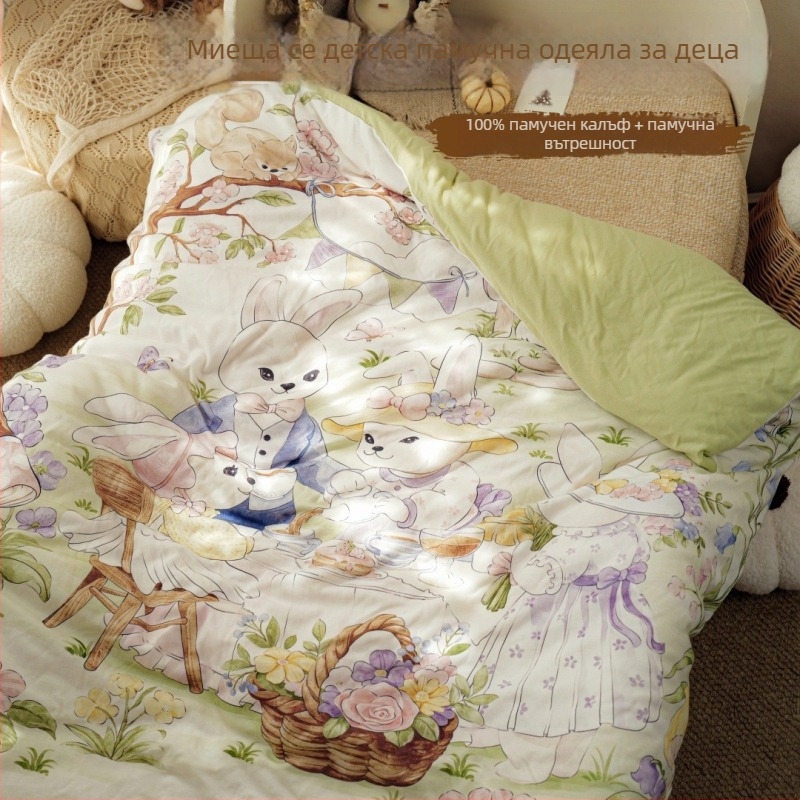 Бебешко одеяло за новородени — чист памук, пълнеж от памук, тегло до 0,5 кг, за пролет и есен