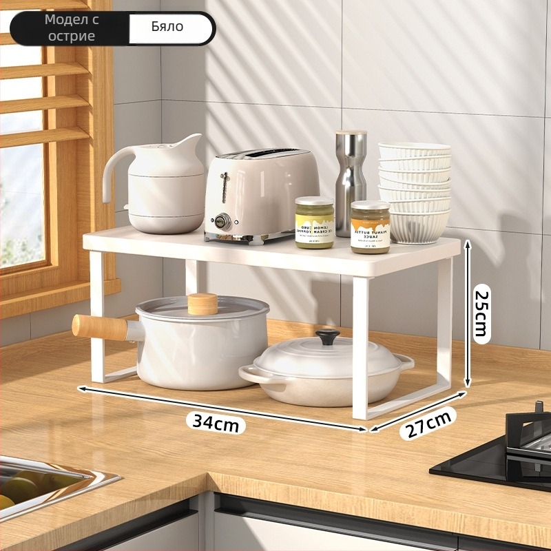 Дървена кухненска поставка за микровълнова печка — мултифункционална, многоетажна поставка за плот