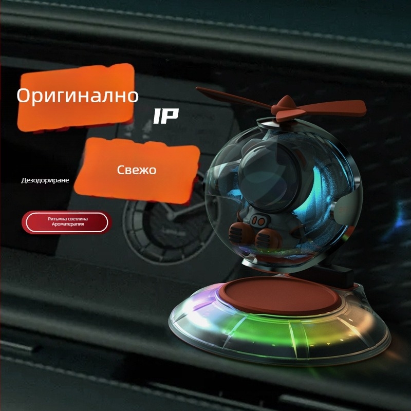 Автомобилен арома дифузер с амбиентна светлина и звук-управление | пластмасов корпус | обем 5–10 mL | аромат океански | изпаряване 1–15 дни | срок на годност 3 години