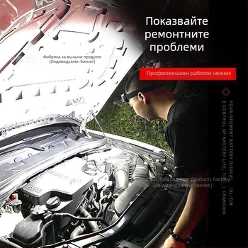 COB челна лампа с колан, презареждаема, 10W, вградена 1200mAh батерия, лъч 50-100 m, ABS корпус, за работа на открито